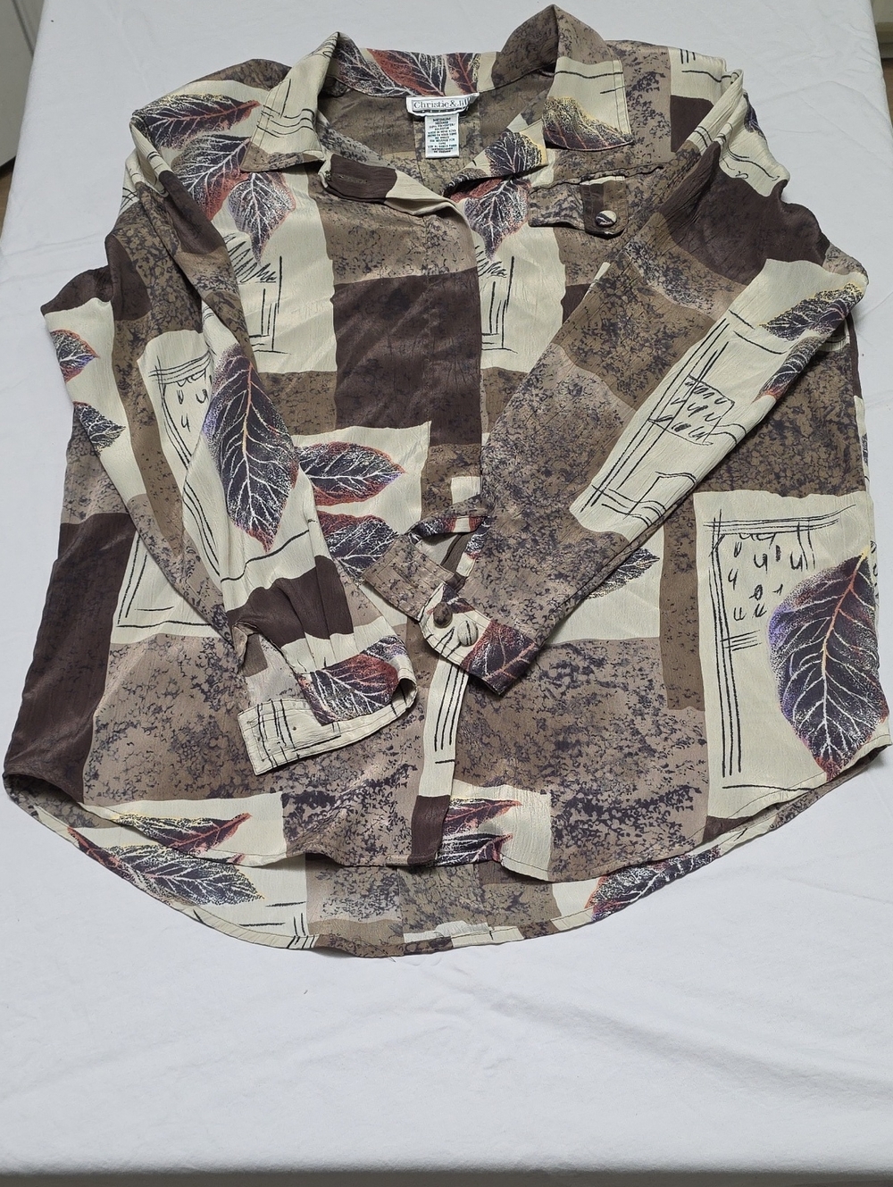 Planty Olive Leaf-Print Button Front Shirt